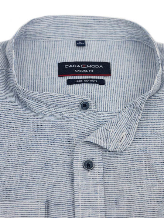 Casa Moda Men's Shirt Long Sleeve Linen Striped Blue