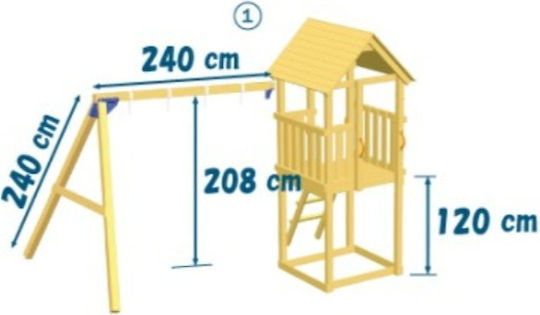 Blue Rabbit Ξύλινος Πύργος Παιδικής Χαράς Kiosk 120εκ.