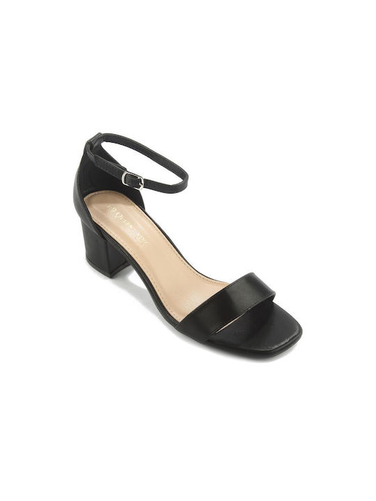 Fshoes Sandale dama cu Toc Mediu in Culorea Negru