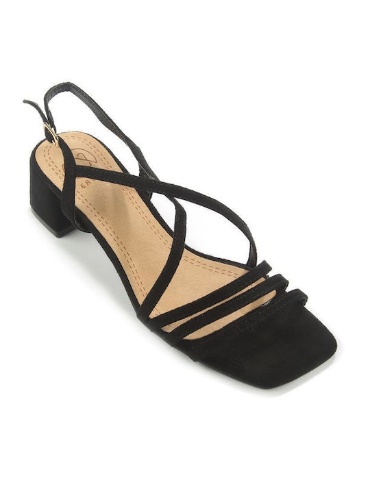 Fshoes Catifea Sandale dama in Culorea Negru