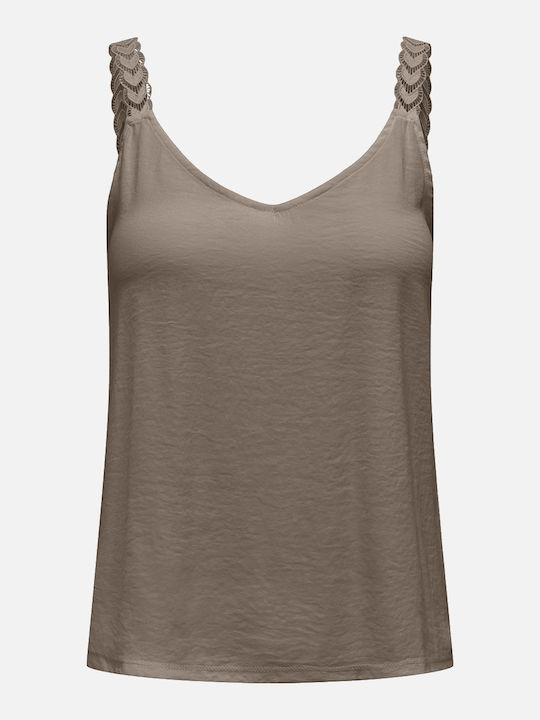 Only Women's Blouse Cotton Sleeveless Walnut Brown