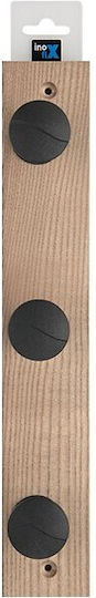 Inofix Wooden Wall Hanger 3 Hooks Black 6x5.5x36cm