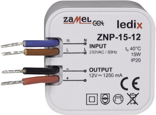 Zamel LED Захранване IP20 Мощност 15W с Изходно Напрежение 12V