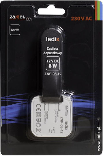 Zamel Τροφοδοτικό LED IP20 Ισχύος 8W με Τάση Εξόδου 12V