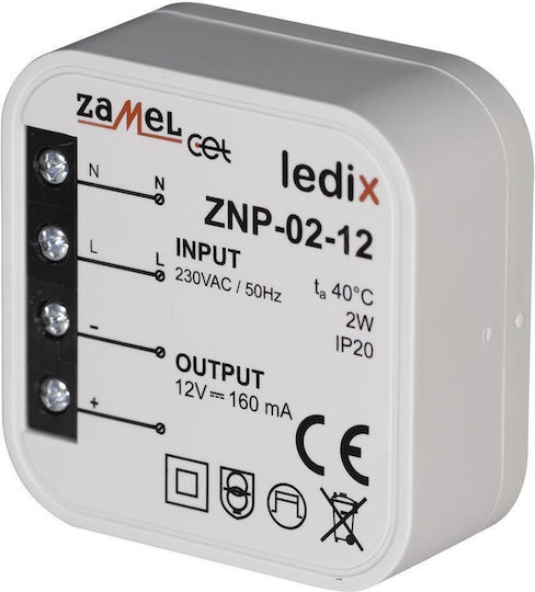 Zamel Τροφοδοτικό LED IP20 Ισχύος 2W με Τάση Εξόδου 12V
