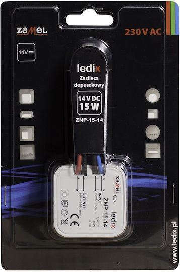 Zamel Τροφοδοτικό LED IP20 Ισχύος 15W με Τάση Εξόδου 14V
