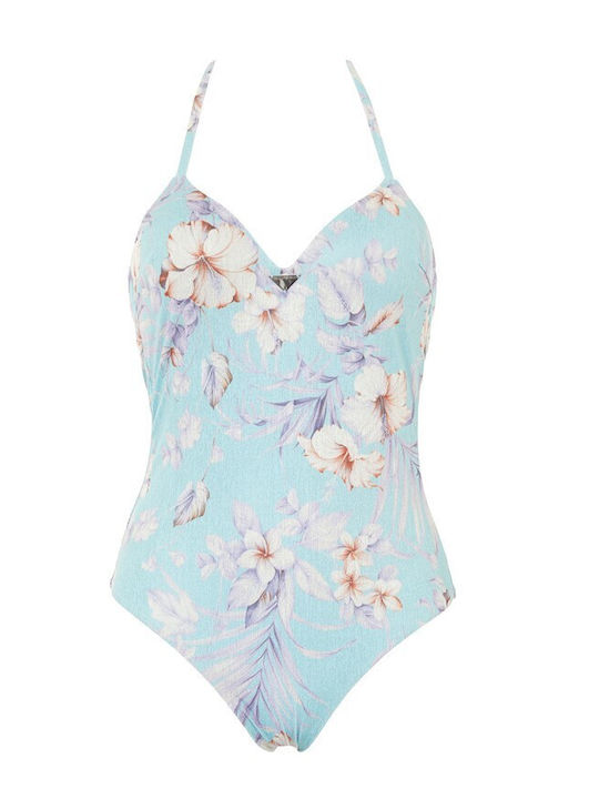 Floral Hibiscus Print Mint One Piece