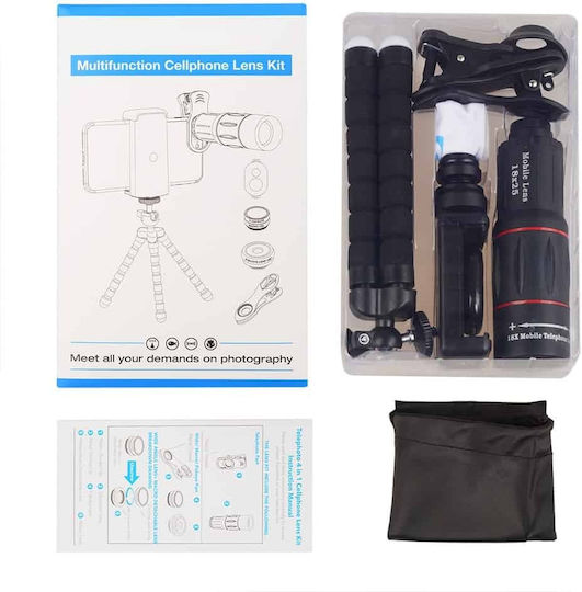 Apexel Set de Lentile pentru Camerele Telefoanelor Macro / Ochi de pește / Monocular / Zoom 18x 1buc