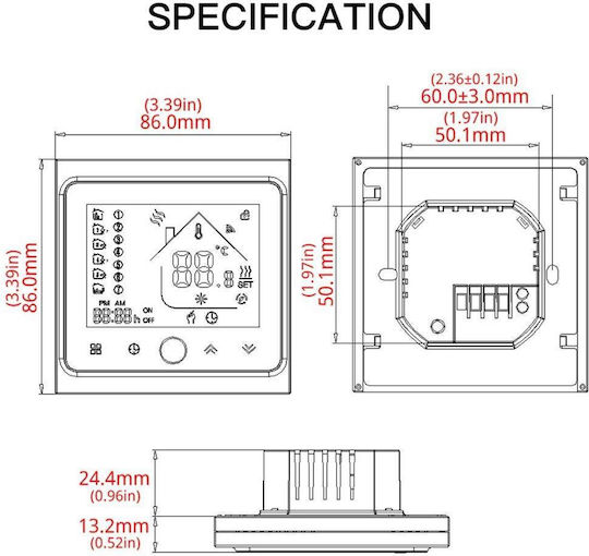 Digital Thermostat Raum Intelligent mit Touchscreen und WLAN