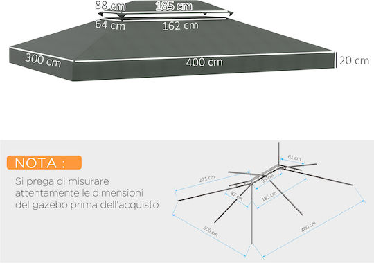 Outsunny Κάλυμμα για Κιόσκι Γκρι 3x4m