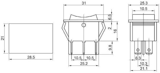 Dreistellungsschalter I-0-ii Rot Tes-52