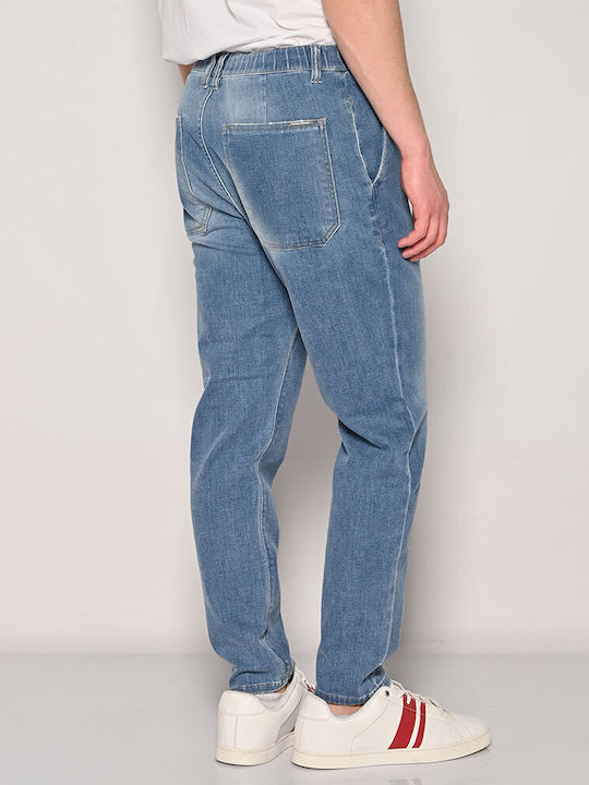 Men's Elastic Jeans Pants with Loose Fit Blue
