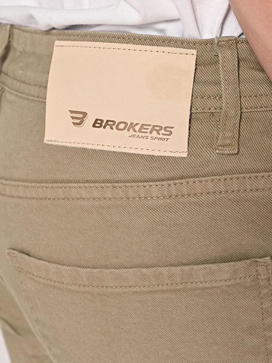 Men's Elastic Jeans Pants with Loose Fit Khaki