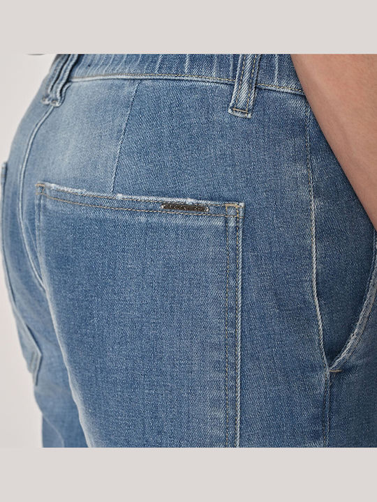 Men's Elastic Jeans Pants with Loose Fit Blue