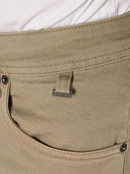 Men's Elastic Jeans Pants with Loose Fit Khaki