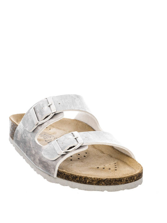 Tsoumpas Women's Flat Sandals in Silver Color