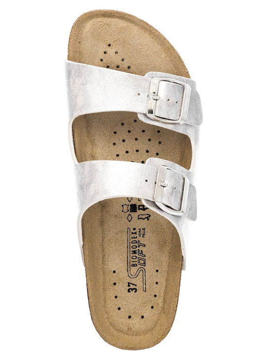 Flache Sandalen für Damen in Silber Farbe