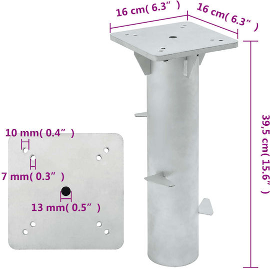 vidaXL Umbrella Stand made of Metal Silver 16x16x39.5cm