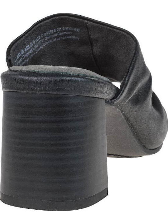 Tamaris Comfort 8-87200-42 001 Black Leather Women's Mules