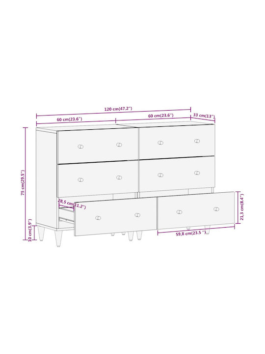 Bufet Mango Wood Mango Massif 60x33x75cm