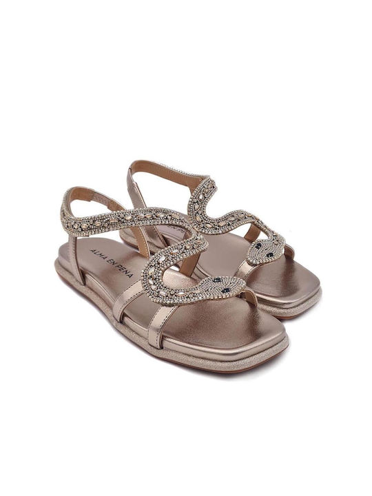 Alma en Pena Damen Flache Sandalen Bronze