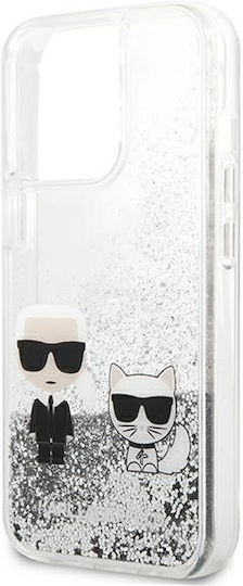 Karl Lagerfeld Liquid Glitter Karl&choupette Back Cover Plastic / Silicone Gray (iPhone 13 Pro Max)