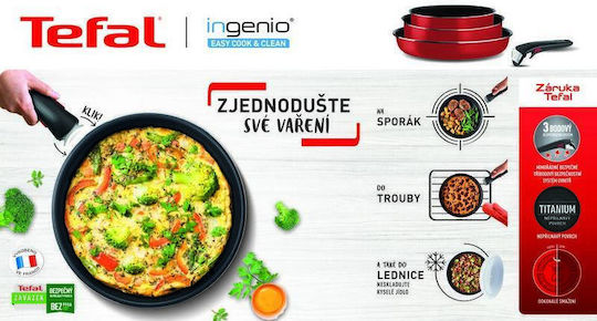 Tefal Ingenio Easy Cook & Clean Комплект Съдове За Готвене Червен С Вътрешно Покритие От Камък 4 Части