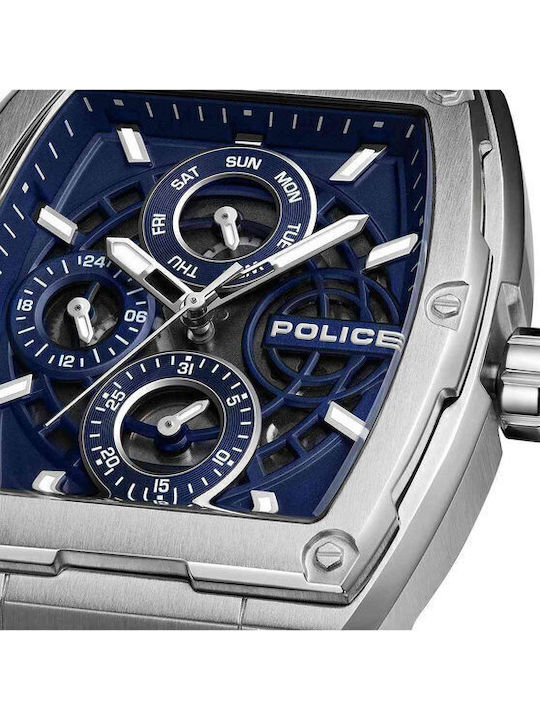 Police Creed Ανδρικό Ρολόι 42mm Μπαταρίας με Μπλε Καουτσούκ Λουράκι