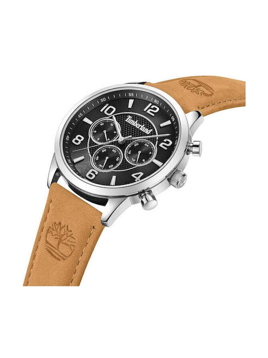 Timberland Men's Watch 44mm Chronograph Battery with Brown Leather Strap