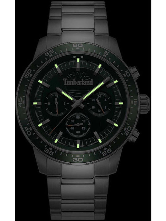 Timberland Ανδρικό Ρολόι 44mm Χρονογράφος Μπαταρίας με Ασημί Μεταλλικό Μπρασελέ