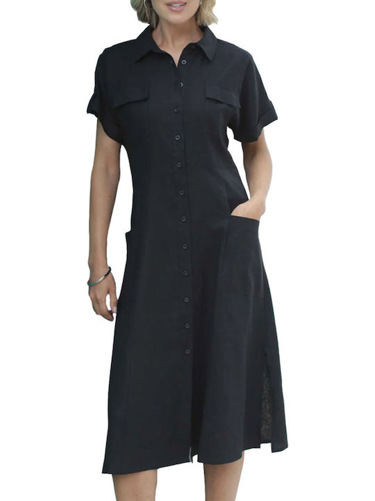 Pomodoro Midi Shirt Dress Dress Black