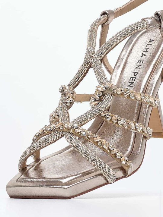 Damen High Heel Sandalen V240541 Gold Leder Alma En Pena Damen High Heel Sandalen V240541 Gold Leder Alma En Pena