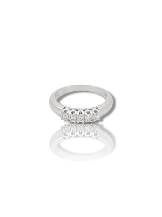 Mentzos Women's Gold Plated White Gold Ring with Diamond 18K