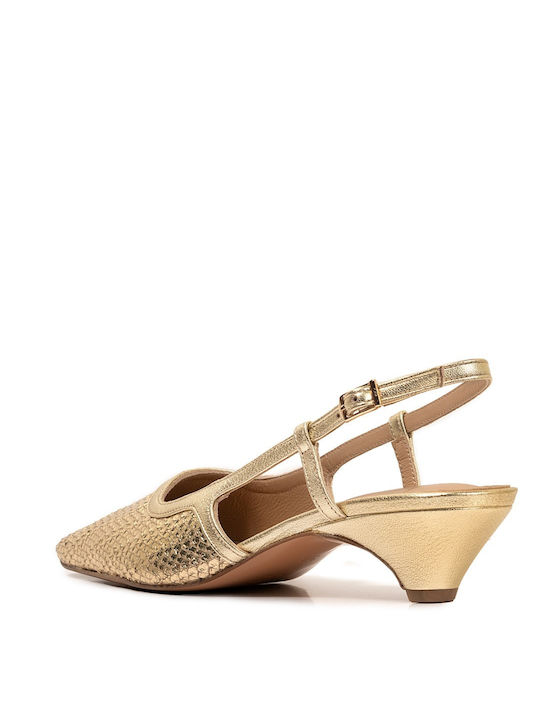 Glamazons Gold Leather Slingback Gold Leather Pumps