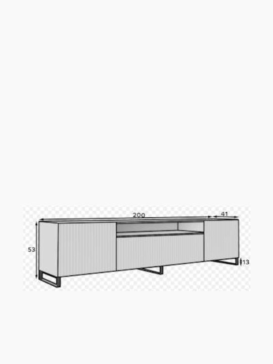 TV-Möbel Hölzernes Noni Plus Schwarz L200xB41xH53cm