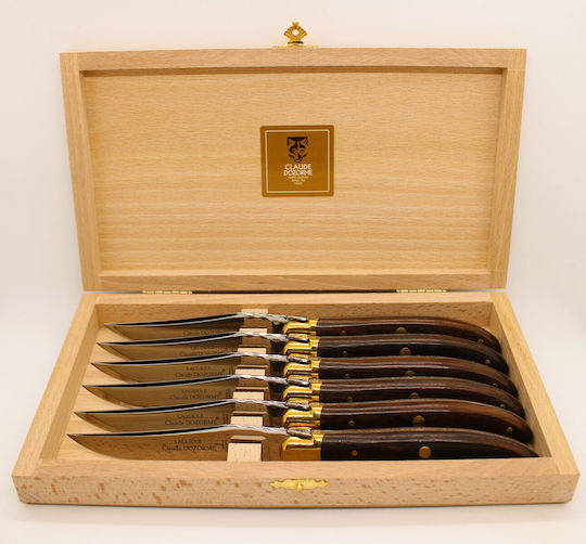 Claude Dozorme Laguiole De Table Vallernia Wood Set Cuțite din Oțel Inoxidabil 6buc