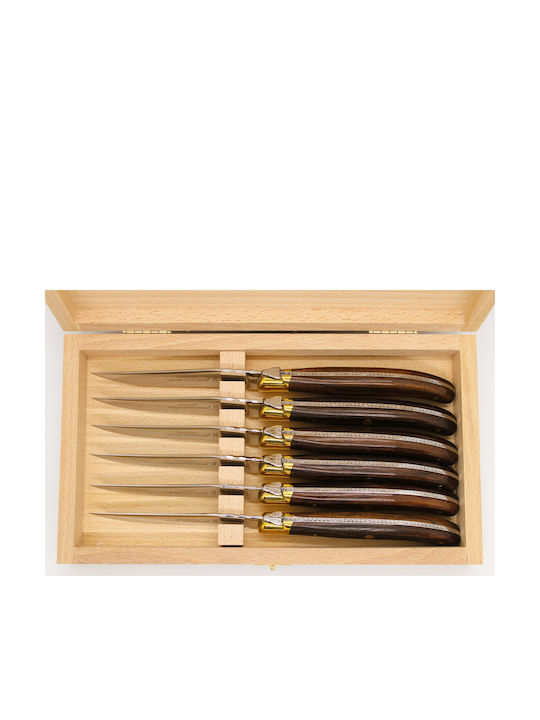 Claude Dozorme Laguiole De Table Vallernia Wood Ножове Комплект от Неръждаема Стомана 6бр