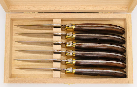 Claude Dozorme Laguiole De Table Vallernia Wood Set Cuțite din Oțel Inoxidabil 6buc