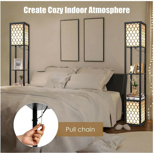Costway Stehleuchte H156xB26cm. mit Fassung für Lampe E27 Schwarz