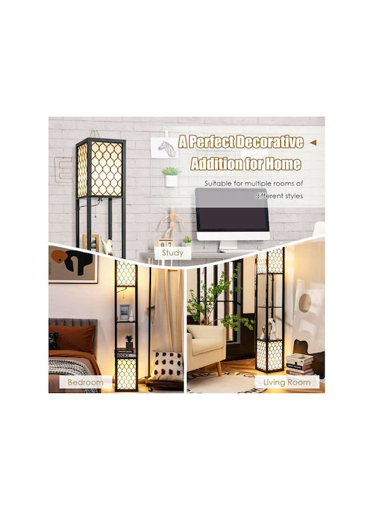 Costway Lampa de podea Î156xL26cm. cu Soclu pentru Bec E27 Negru