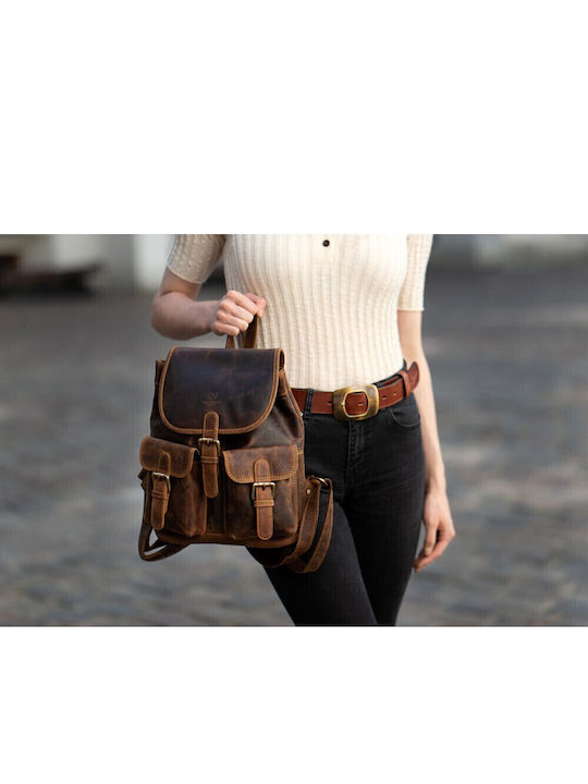 Leder Damentasche Rucksack Braun