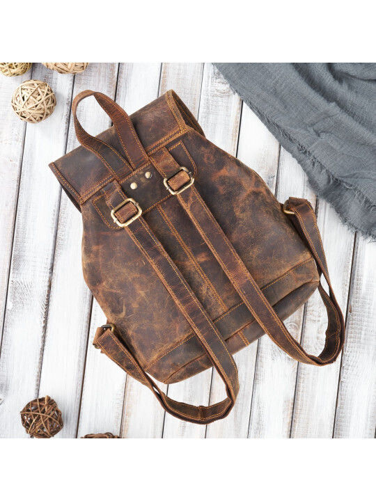 Leder Damentasche Rucksack Braun