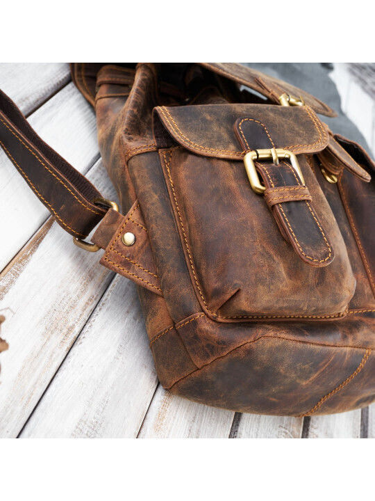 Leder Damentasche Rucksack Braun