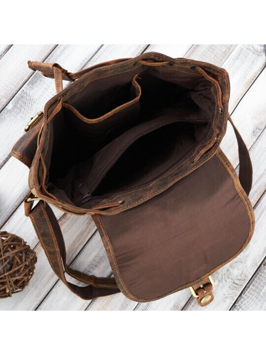 Leder Damentasche Rucksack Braun