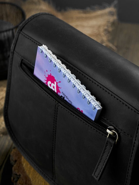 Leder Damentasche Schultertasche Schwarz