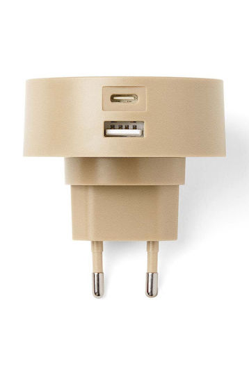 Lexon Φορτιστής Χωρίς Καλώδιο με Θύρα USB-A και Θύρα USB-C 30W Power Delivery Χρυσός (LL152)