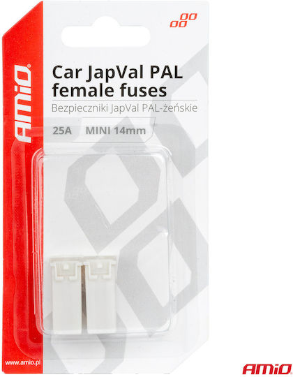 Amio Предпазители Japval Pal Мини 14mm Женски 25A Бял Цвят 2 Бройки 03436/am
