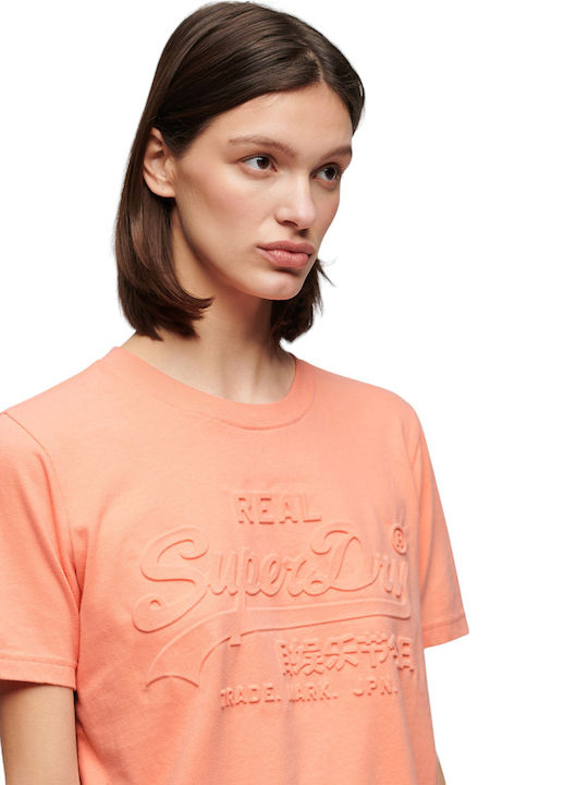 Superdry W D2 Ovin Embossed Vl Γυναικείο T-shirt Orange