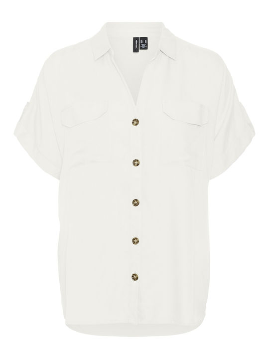 Vero Moda Women's Short Sleeve Shirt White