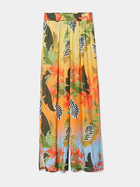 Tropical Party Damen Stoff Hose Orange